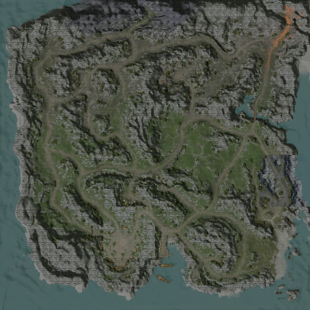 Harta Peninsula Dragon de Foc cu punctele unde apare Gnoll Lord