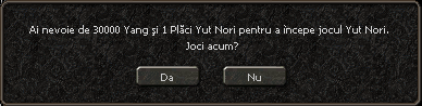 Confirmarea de start a jocului Yut Nori